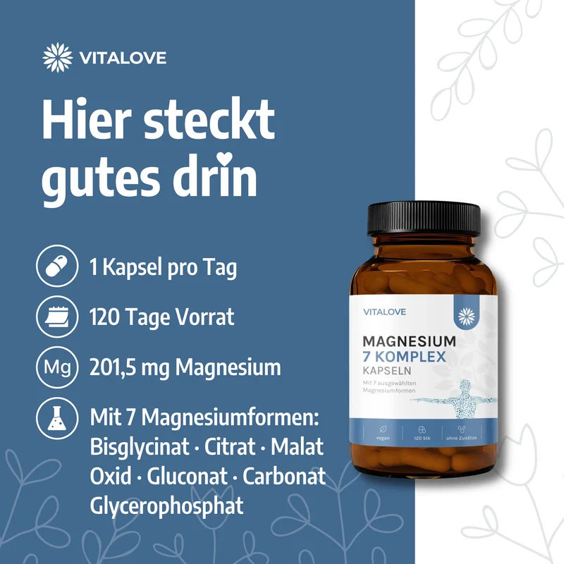 Magnesium 7 Komplex Kapseln – 7 Magnesiumformen – 120 Kapseln