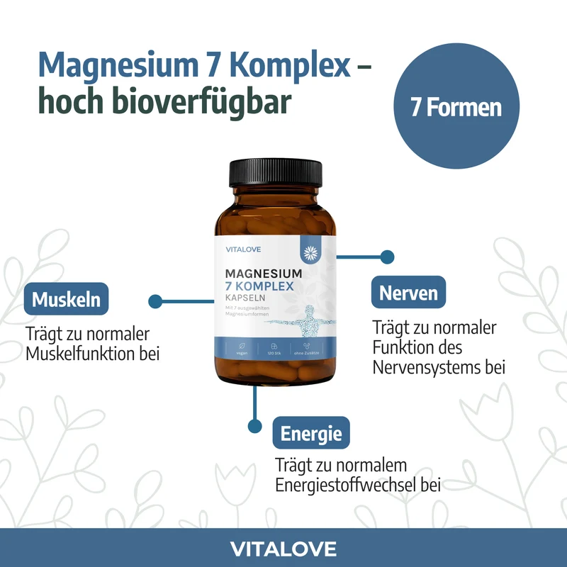 Magnesium 7 Komplex Kapseln – 7 Magnesiumformen – 120 Kapseln