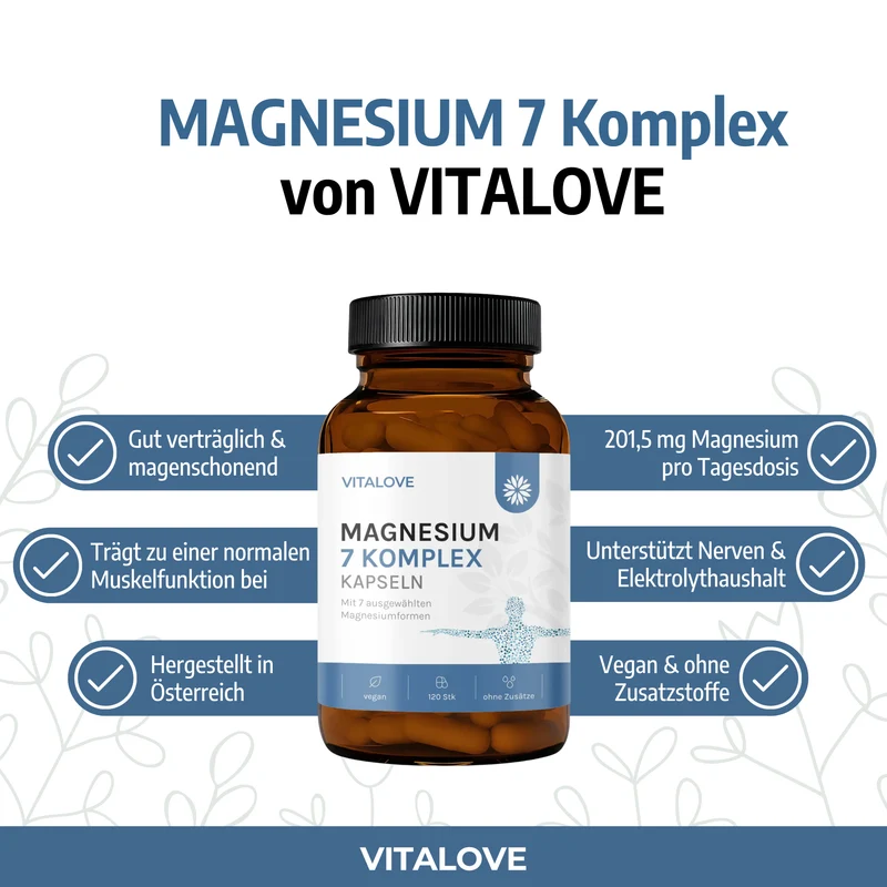 Magnesium 7 Komplex Kapseln – 7 Magnesiumformen – 120 Kapseln
