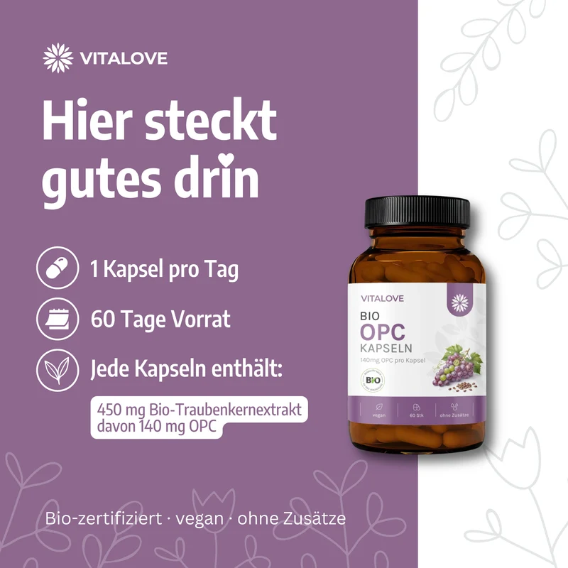Bio OPC Kapseln – Traubenkernextrakt – 60 Kapseln
