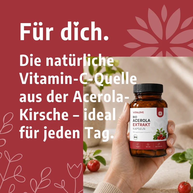 Natürliches Vitamin C Kapseln - Bio Acerola Extrakt - 180 Kapseln