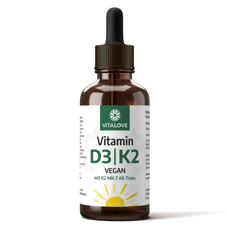 Vegane Vitamin D3 K2 Tropfen aus Flechten – 50 ml
