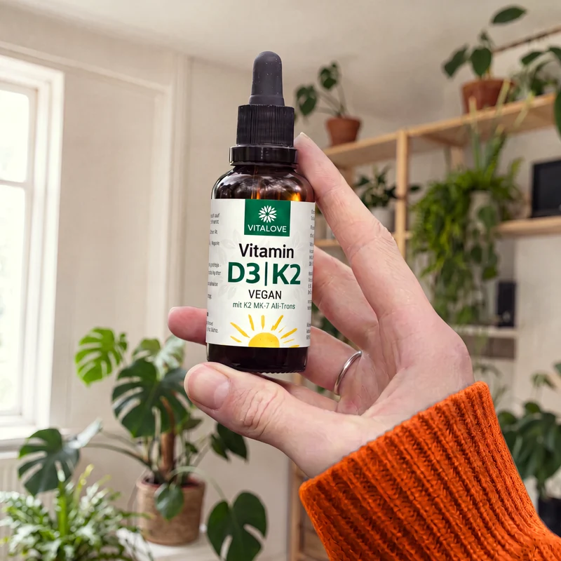 Vegane Vitamin D3 K2 Tropfen aus Flechten – 50 ml