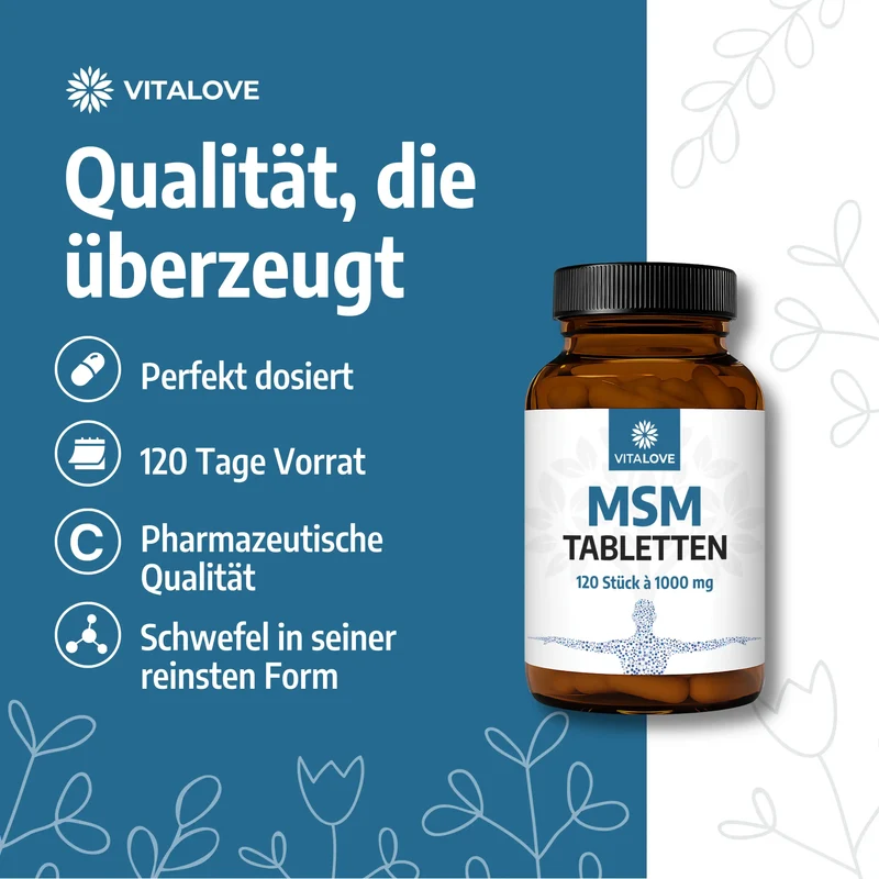 MSM Tabletten mit 1000 mg reinem MSM – 120 Stück
