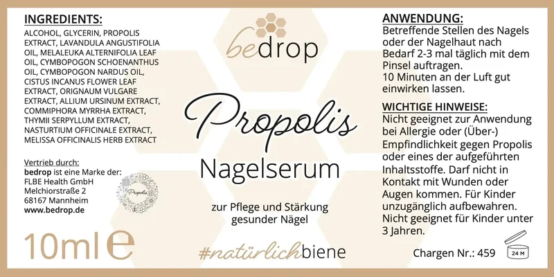 Propolis Nagelserum - Nagelpflege mit hochdosiertem Propolis & 4 ätherischen Ölen - 10ml