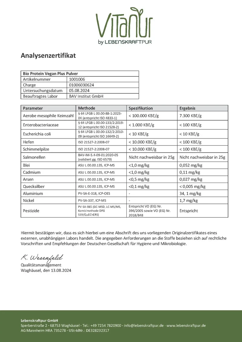 Bio Protein Vegan Plus Pulver