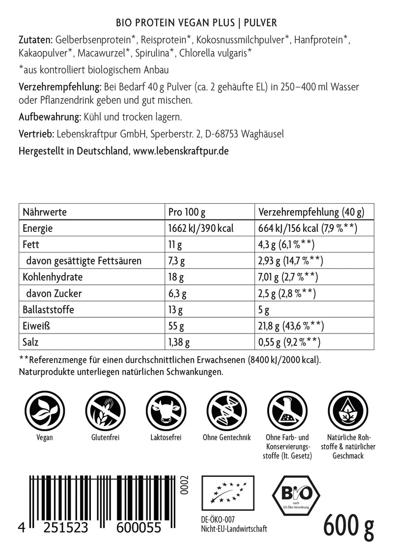 Bio Protein Vegan Plus Pulver
