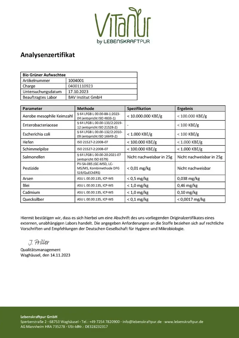 Bio Grüner Aufwachtee Teemischung
