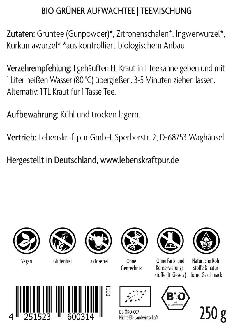 Bio Grüner Aufwachtee Teemischung