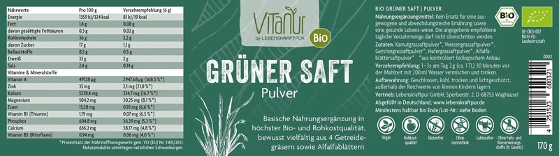 Bio Grüner Saft Pulver