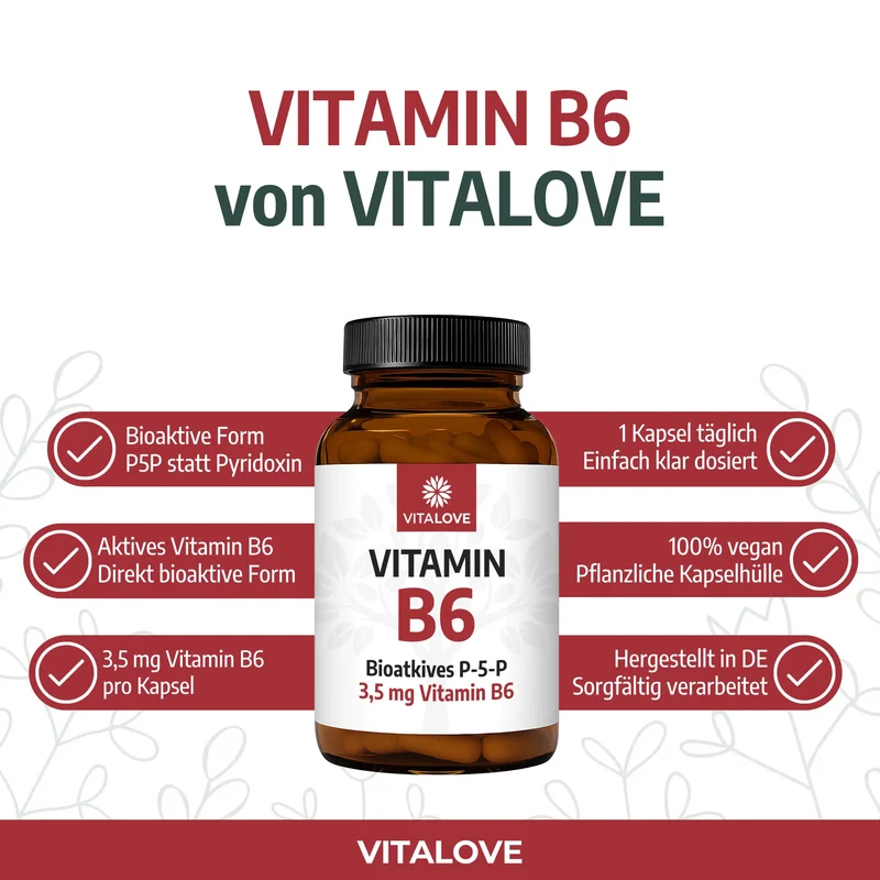 Vitamin B6 Kapseln (P-5-P bioaktiv) – 120 Kapseln