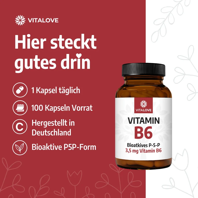 Vitamin B6 Kapseln (P-5-P bioaktiv) – 120 Kapseln