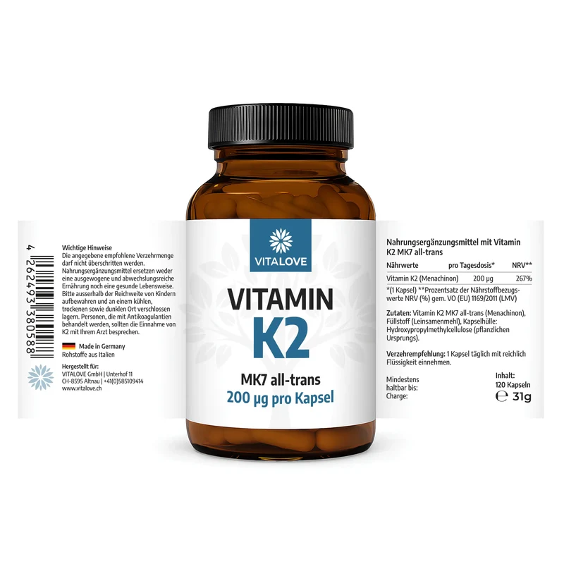 Vitamin K2 Kapseln (MK7 all-trans) – 120 Kapseln