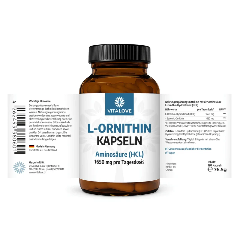 L-Ornithin HCL Kapseln – 120 Kapseln