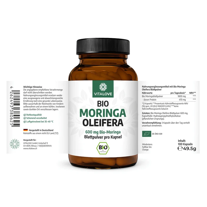 Bio Moringa Oleifera Kapseln – 100 Kapseln