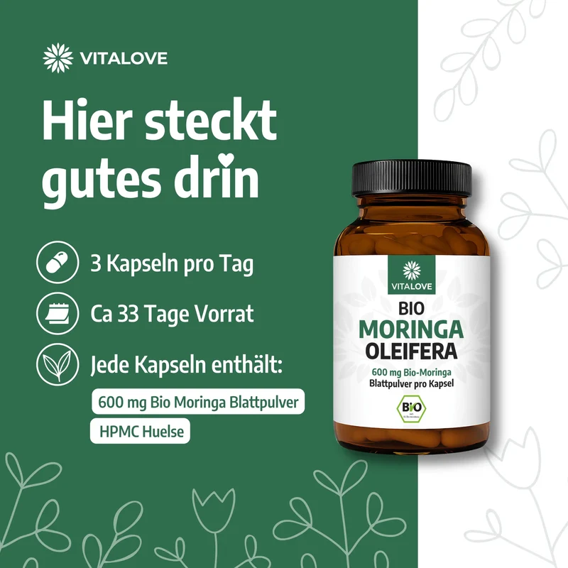 Bio Moringa Oleifera Kapseln – 100 Kapseln