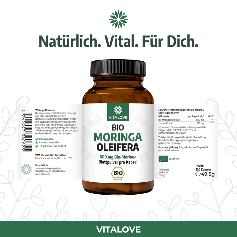 Bio Moringa Oleifera Kapseln – 100 Kapseln