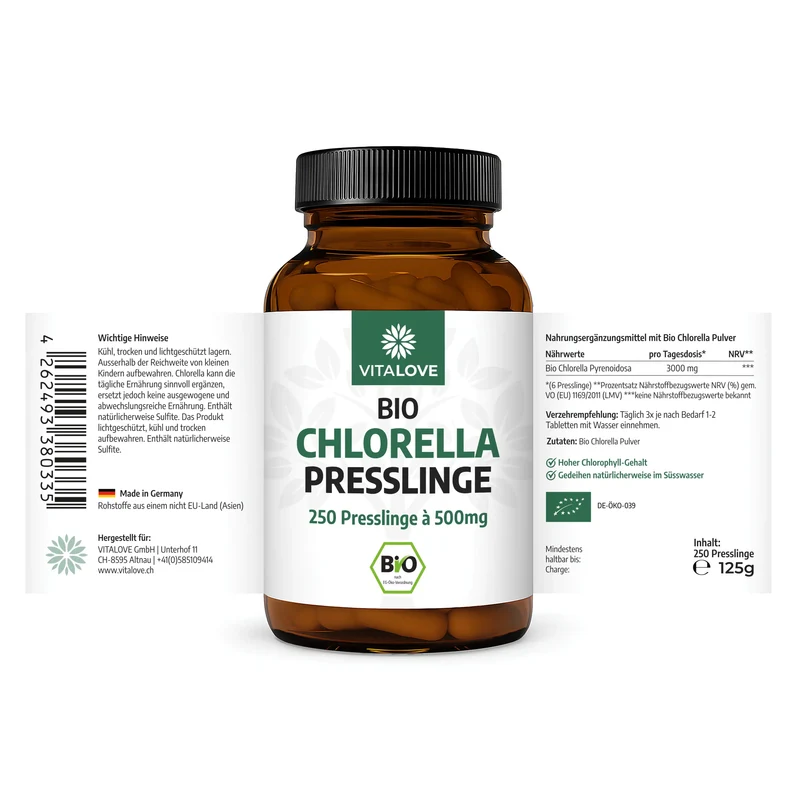 Bio Chlorella Presslinge 500 mg – 250 Presslinge