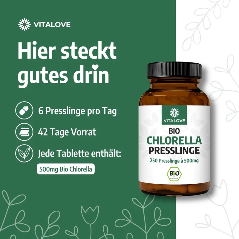 Bio Chlorella Presslinge 500 mg – 250 Presslinge