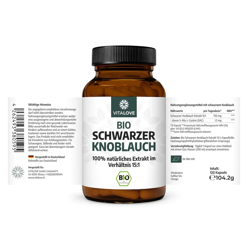 Bio Schwarzer Knoblauch Extrakt (15:1) – 120 Kapseln