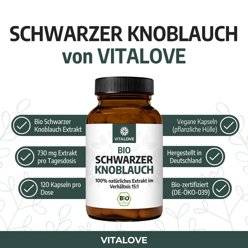 Bio Schwarzer Knoblauch Extrakt (15:1) – 120 Kapseln