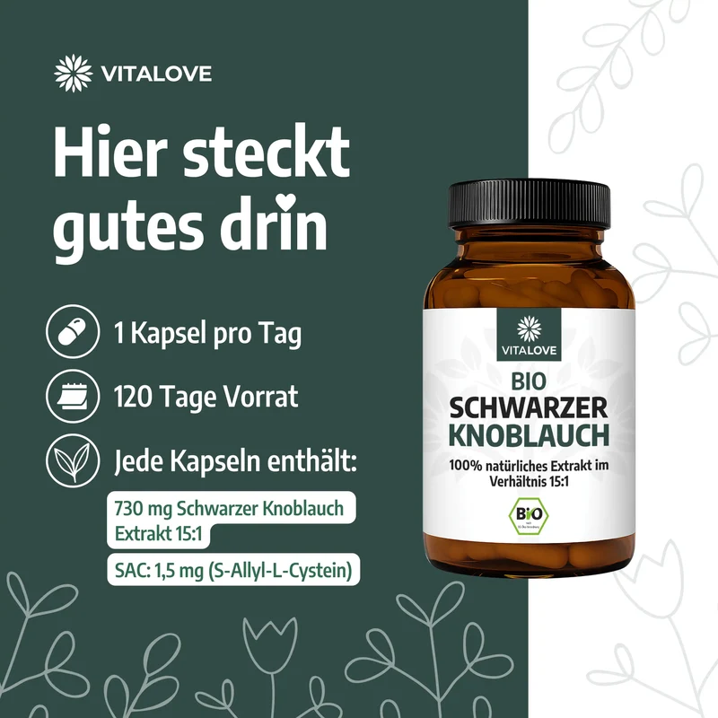 Bio Schwarzer Knoblauch Extrakt (15:1) – 120 Kapseln