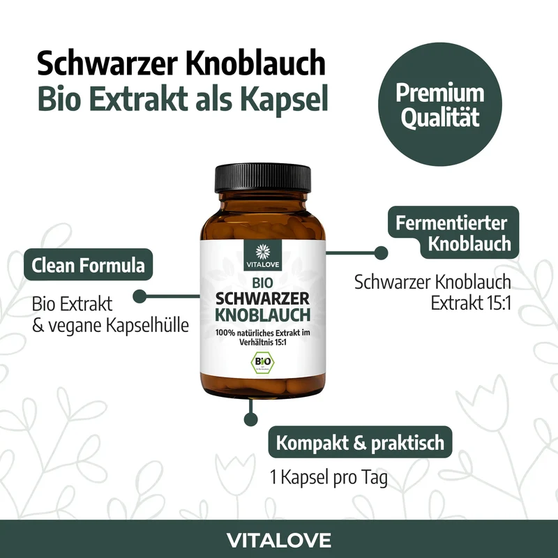 Bio Schwarzer Knoblauch Extrakt (15:1) – 120 Kapseln