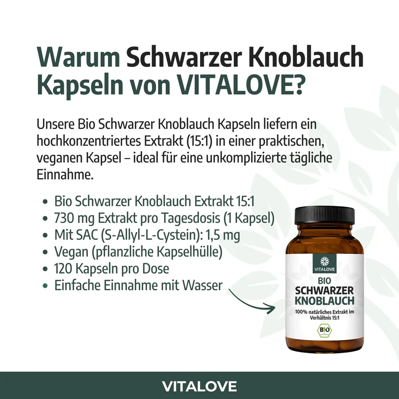 Bio Schwarzer Knoblauch Extrakt (15:1) – 120 Kapseln