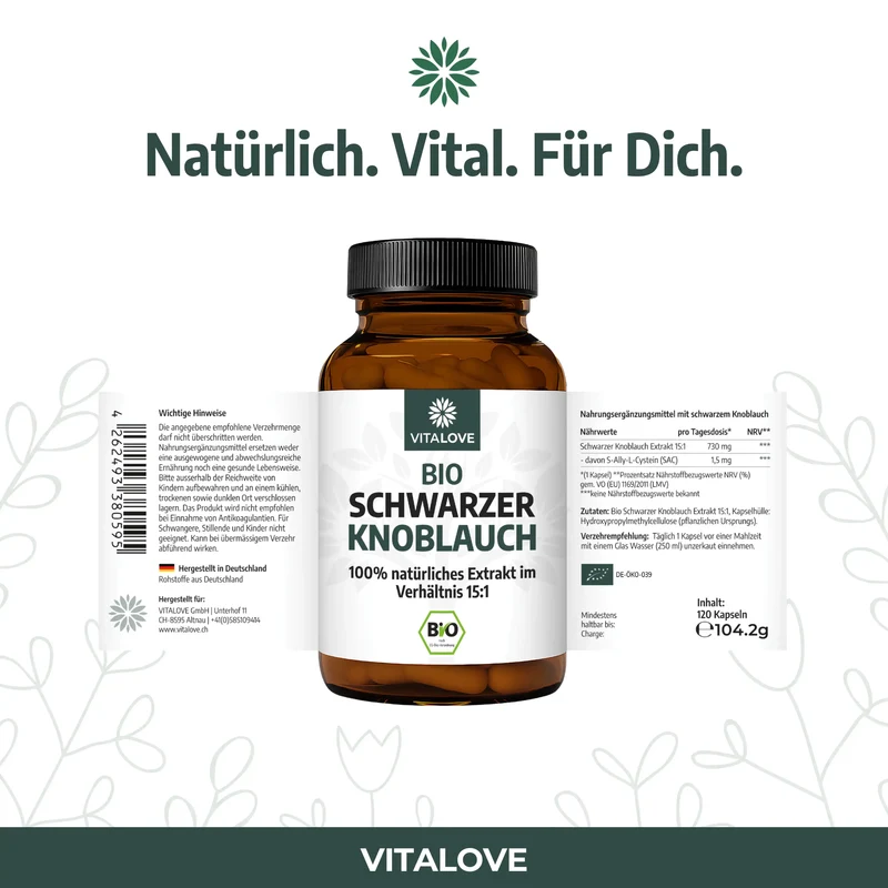 Bio Schwarzer Knoblauch Extrakt (15:1) – 120 Kapseln