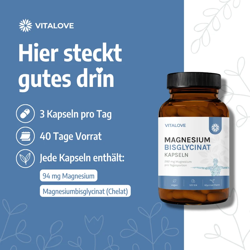 Magnesium Bisglycinat Kapseln – 120 Kapseln