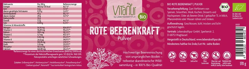 Bio Rote Beerenkraft Pulver