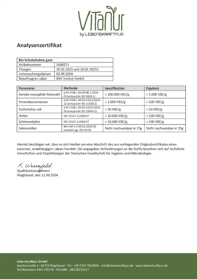 Bio Schokabohne Ganz