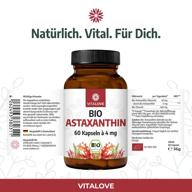 Bio Astaxanthin Kapseln 4 mg – 60 Stück