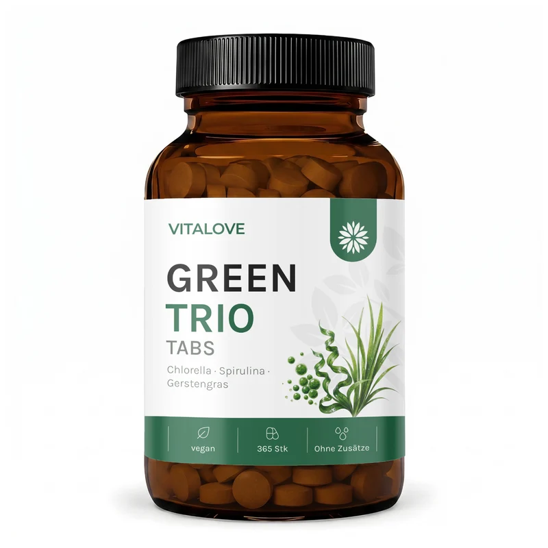 Green Trio – Chlorella, Spirulina & Gerstengras – 365 Tabletten
