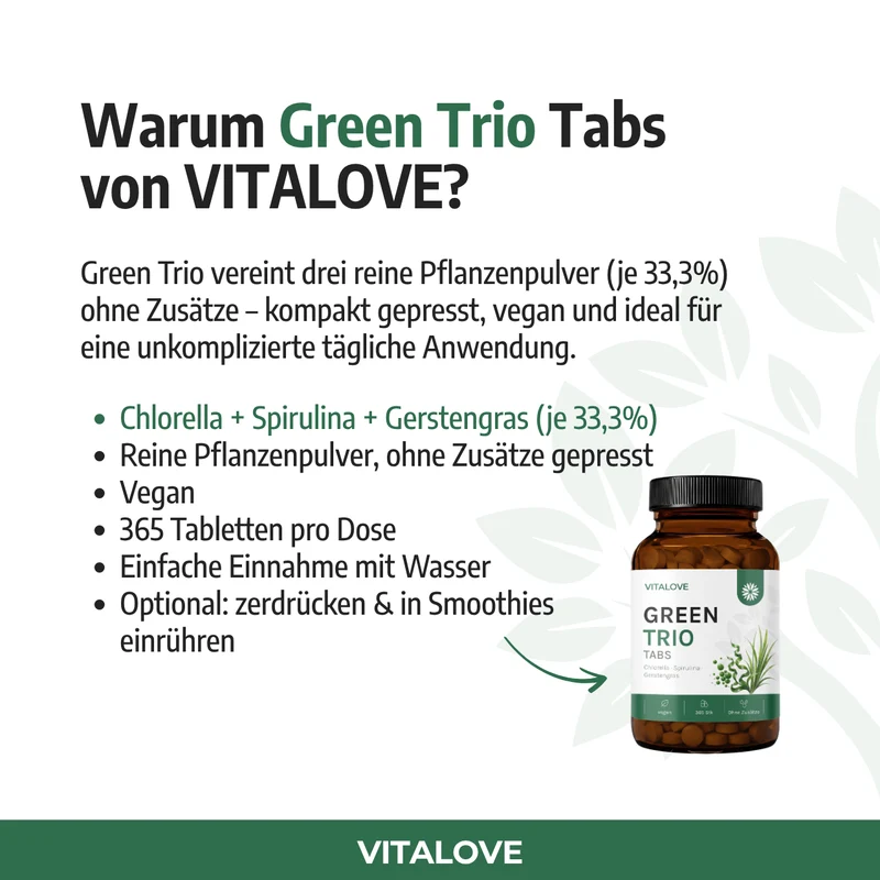 Green Trio – Chlorella, Spirulina & Gerstengras – 365 Tabletten