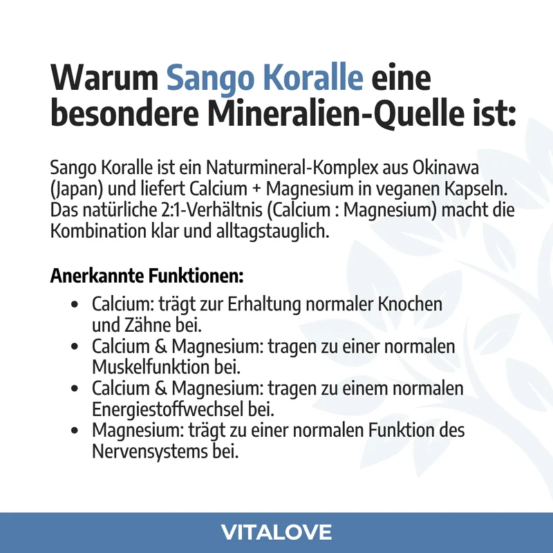 Sango Koralle Kapseln mit Calcium und Magnesium – 120 Stück
