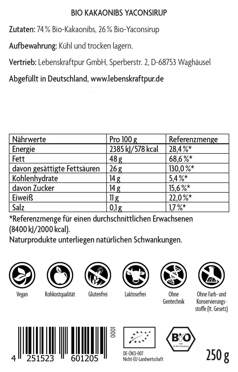 Bio Kakaonibs Yaconsirup