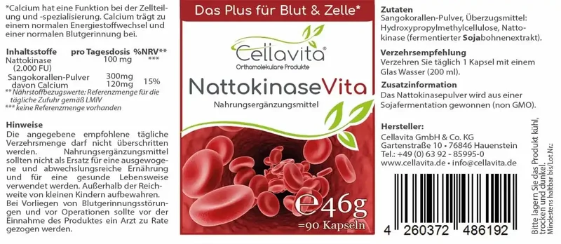 Nattokinase - Kapseln (Vita) - Das Plus für Blut & Zelle