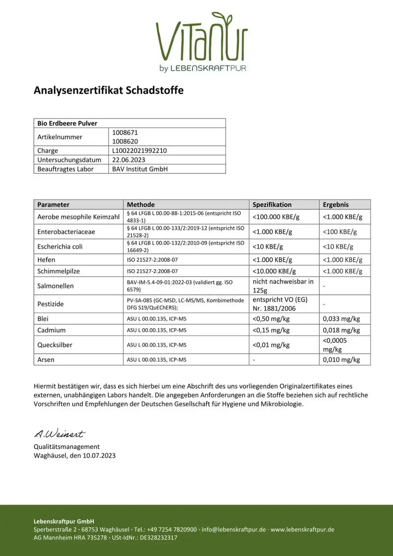 Bio Erdbeere Pulver