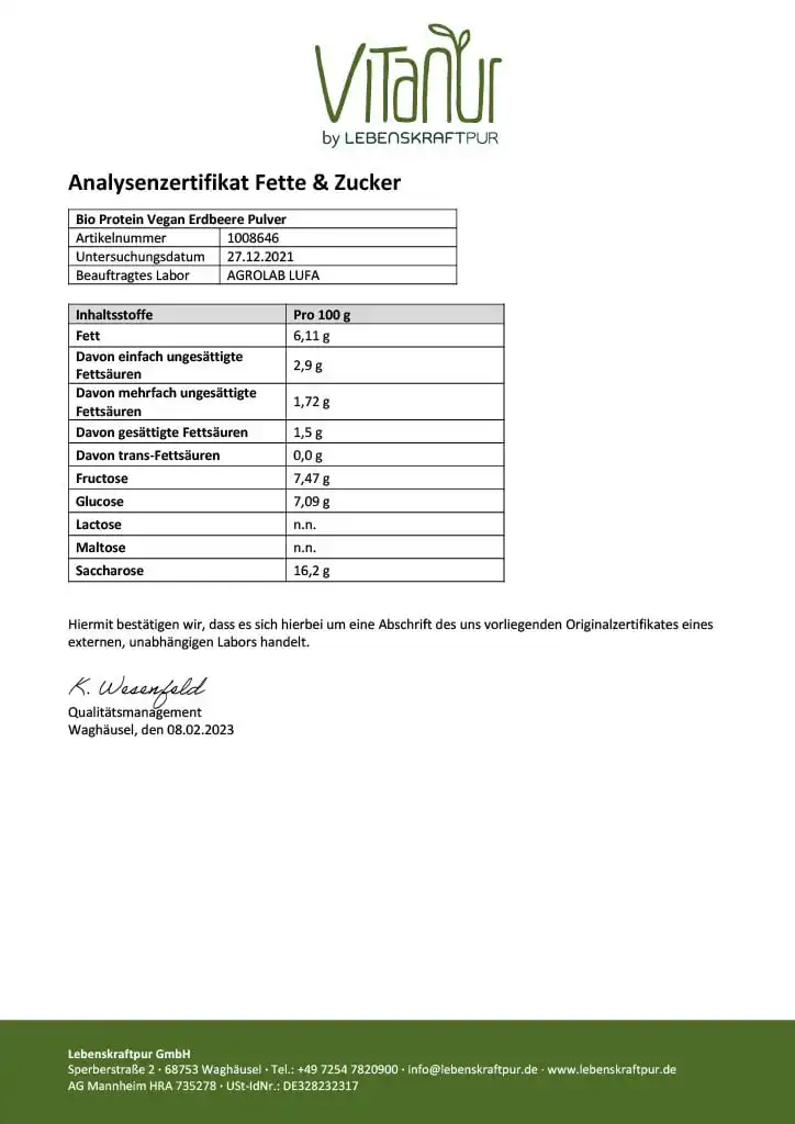 Bio Protein Vegan Erdbeere Pulver