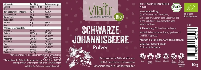 Bio Schwarze Johannisbeere Pulver