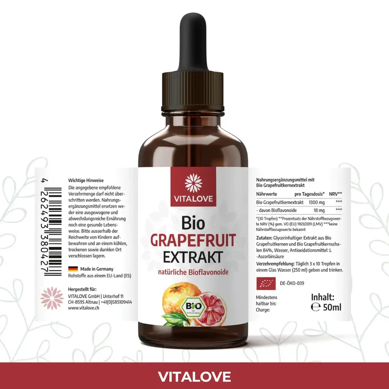 Bio Grapefruitkernextrakt Tropfen aus Spanien – 50 ml