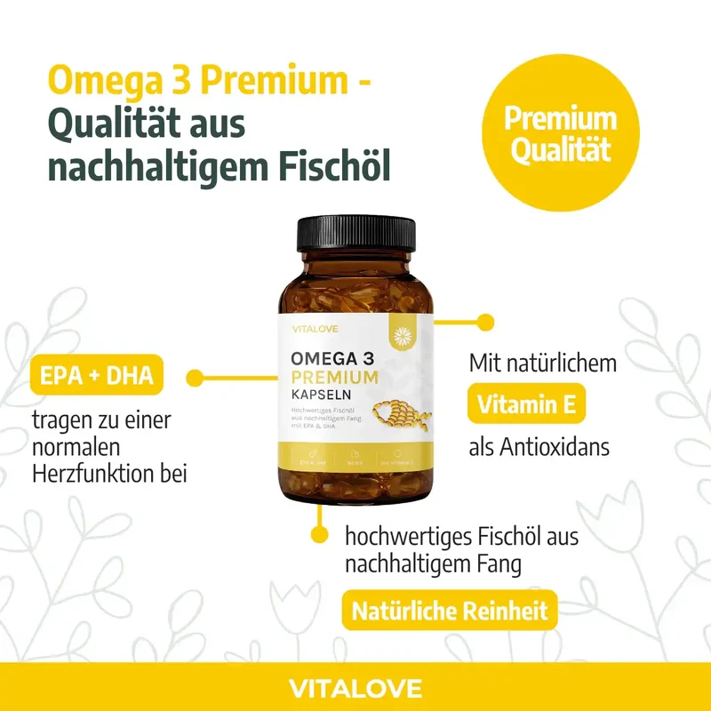Omega 3 Fischöl Kapseln mit EPA und DHA – 90 Stück