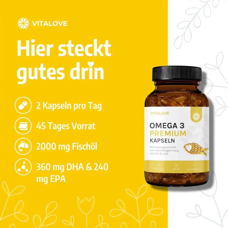 Omega 3 Fischöl Kapseln mit EPA und DHA – 90 Stück