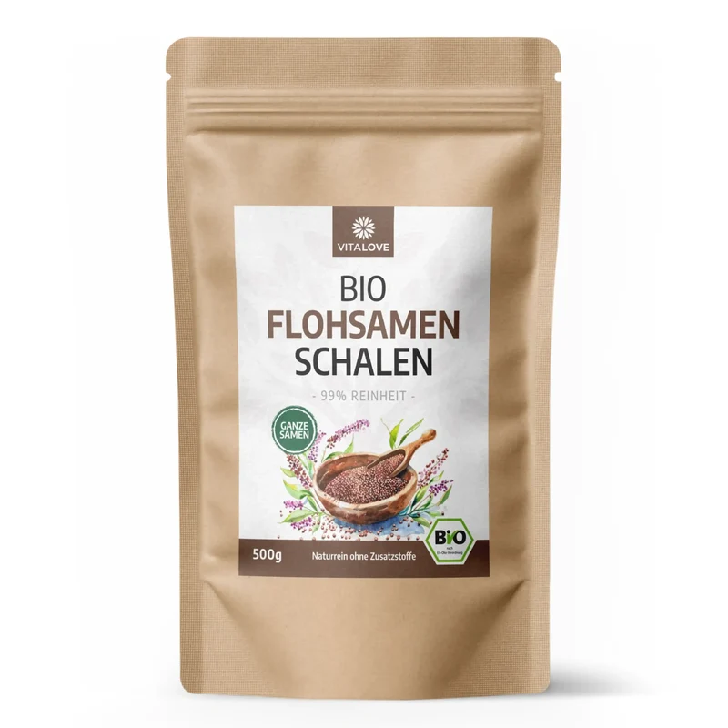 Bio Flohsamenschalen ganz (99% Reinheit) – 500 g