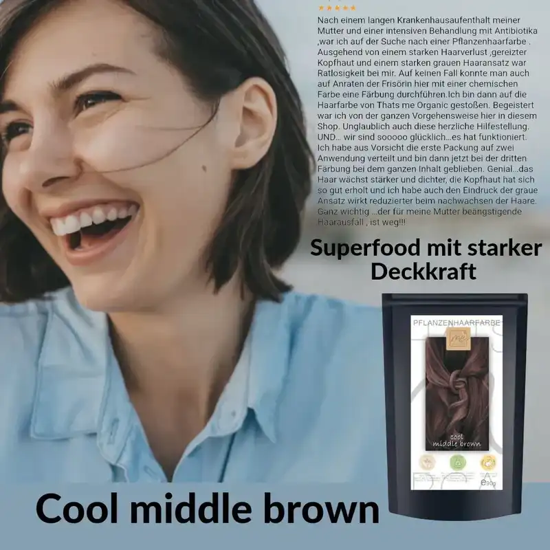 Profi-Pflanzenhaarfarbe "kühles mittleres Braun - cool middle brown"