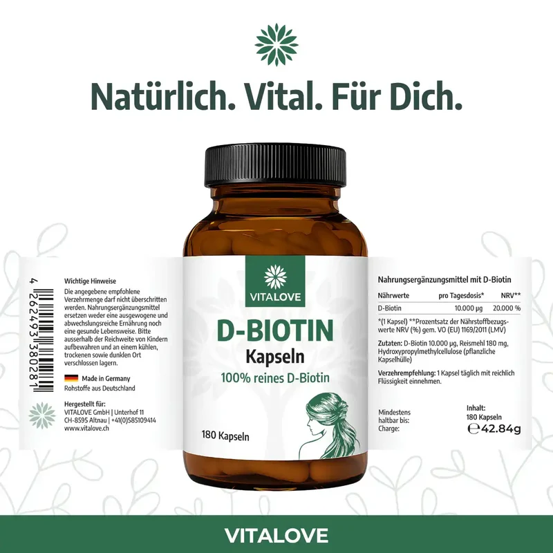 Biotin Kapseln (Vitamin B7) – 180 Kapseln