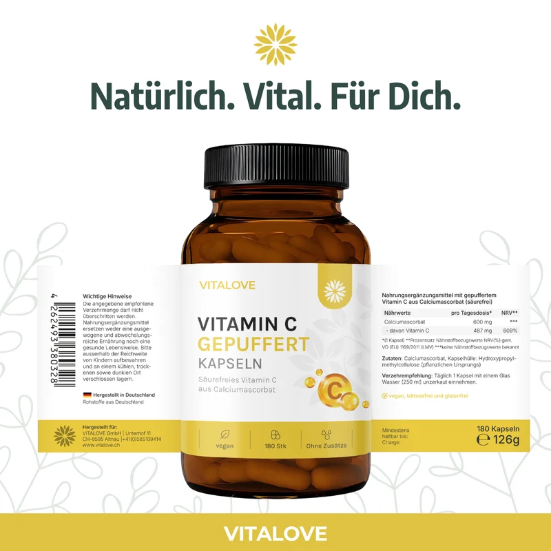 Vitamin C gepuffert – 180 Kapseln