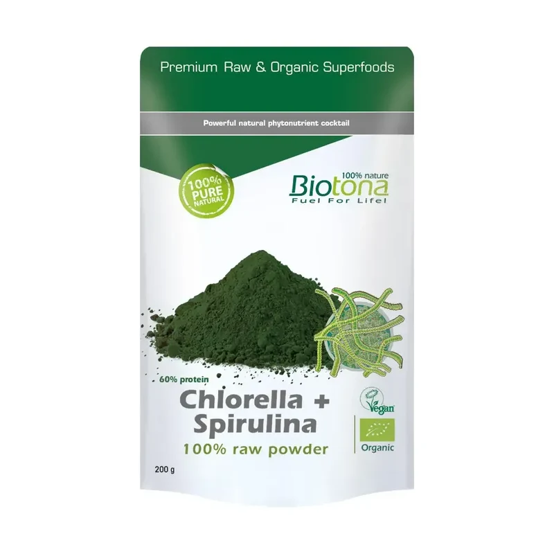 Biotona Chlorella & spirulina raw powder 200 gram