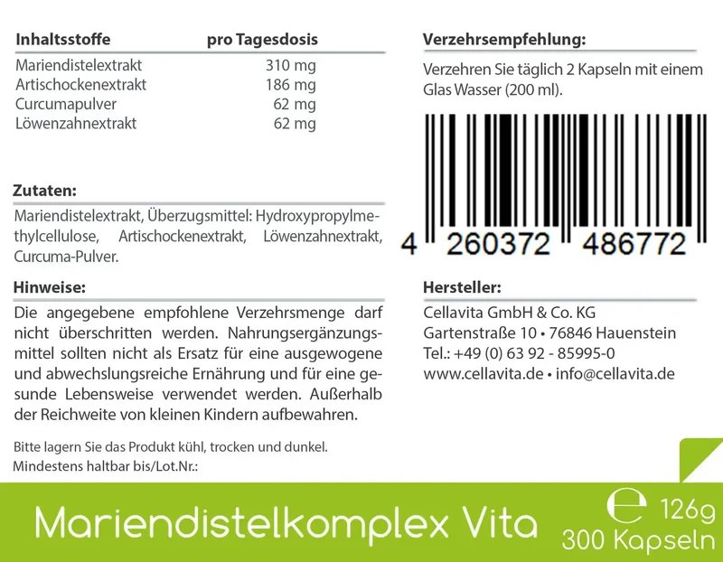 Mariendistel Komplex - 300 Kapseln (Vita)